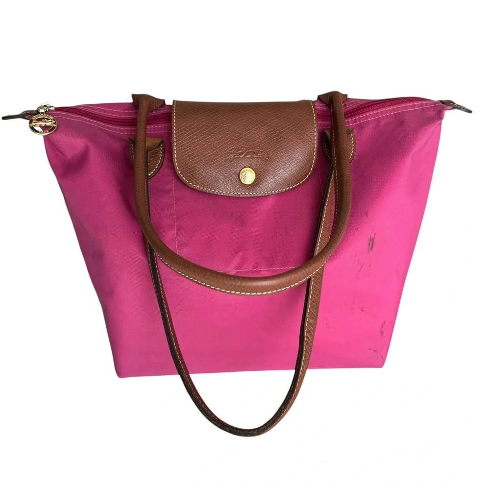 Longchamp Le Pliage Pink Nylon Leather Details Shoulder Bag Tote Bag - Picture 6 of 17